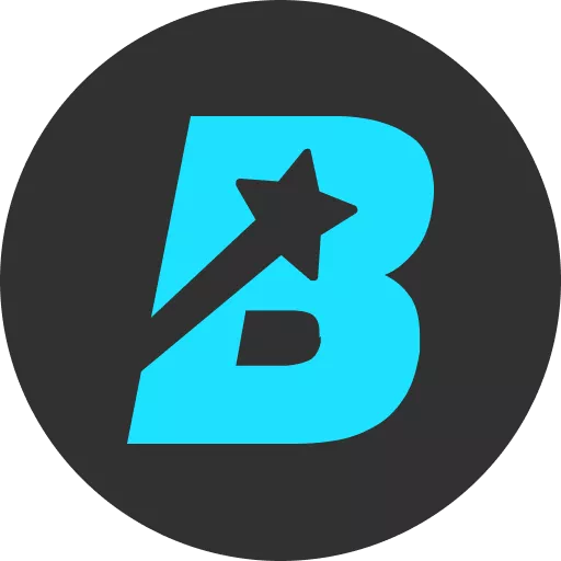 Betkom simgesi, siyah arka plan üzerinde B harfi